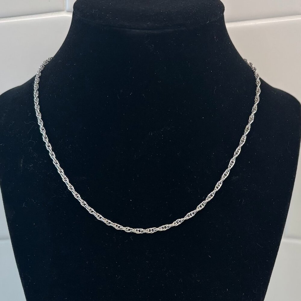 Crown Trifari Chain Necklace - Silver Tone - 16 Inches